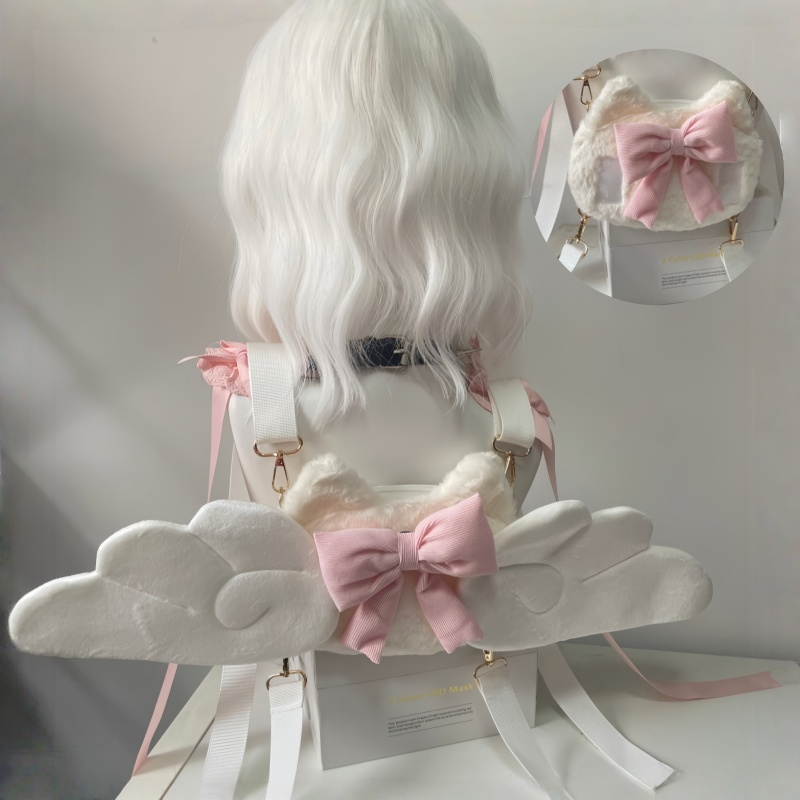 日本の天使の羽ぬいぐるみバックパック Y2k 女の子かわいいかわいいバッグロリータ JK 制服コスプレバッグギフト白原宿スクールハンドバッグ