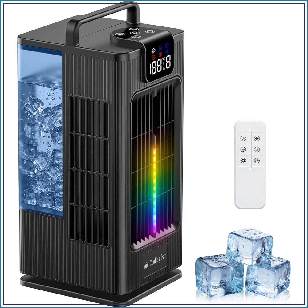 2000ml ポータブルエアコンクーラー 120°振動、3つのミストモード付き