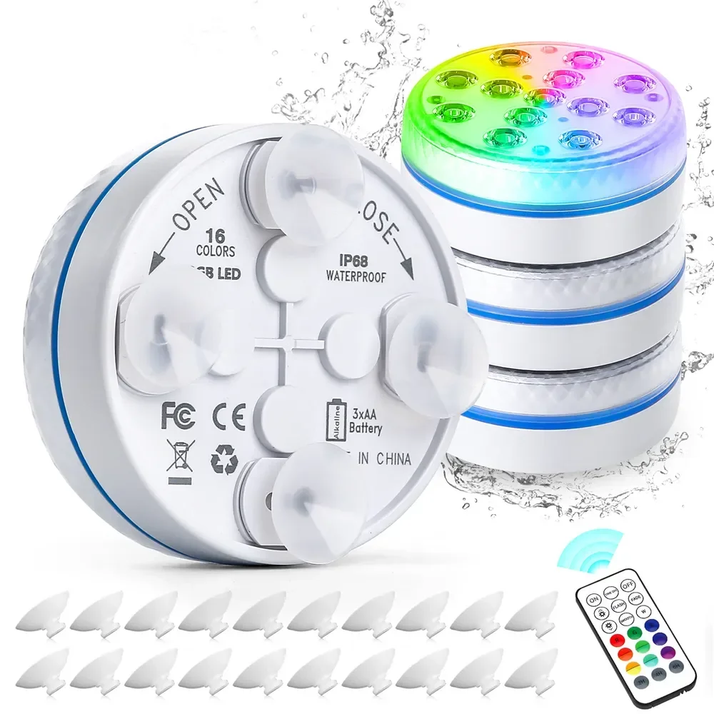 更新された水中 13LED 水中ライト リモコン付き水中プールライト IP68 明るいランプ RGB 池/プール/水族館用
