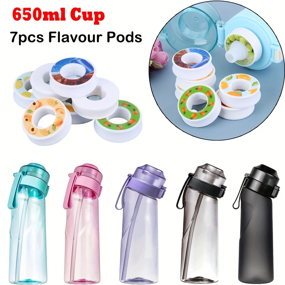 スポーツエアウォーターボトル BPA フリー飲料ボトル 650 ミリリットルフルーツフレグランスウォーターカップ 7 フレーバーポッド屋外食器