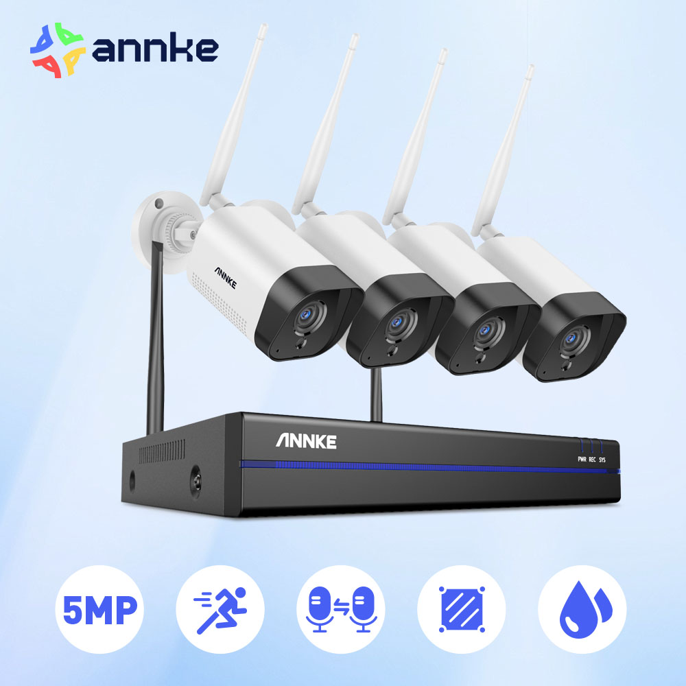 ANNKE 5MP WiFi CCTV システム 10CH NVR セキュリティカメラシステム双方向オーディオ屋外ワイヤレス IP カメラビデオ監視キット