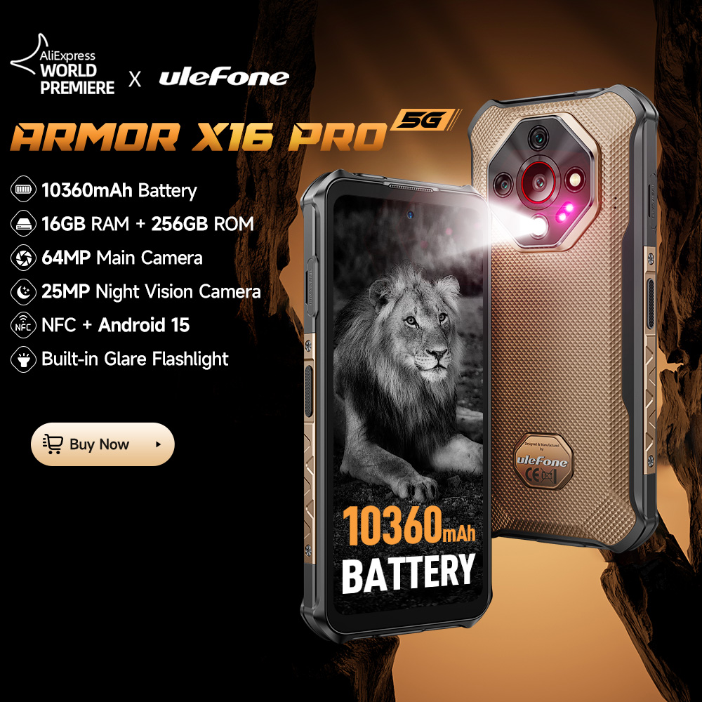 【ワールドプレミア】Ulefone Armor X16 Pro 5G 頑丈な携帯電話 10360mAh バッテリー 256GB ROM NFC Google Gemini 搭載 Android スマートフォン