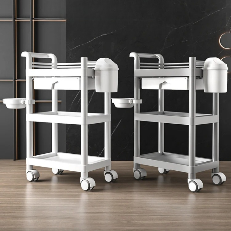 プロフェッショナルビューティーサロンカート - 化粧品器具用ホイール付き軽量プラスチックモバイルトロリー