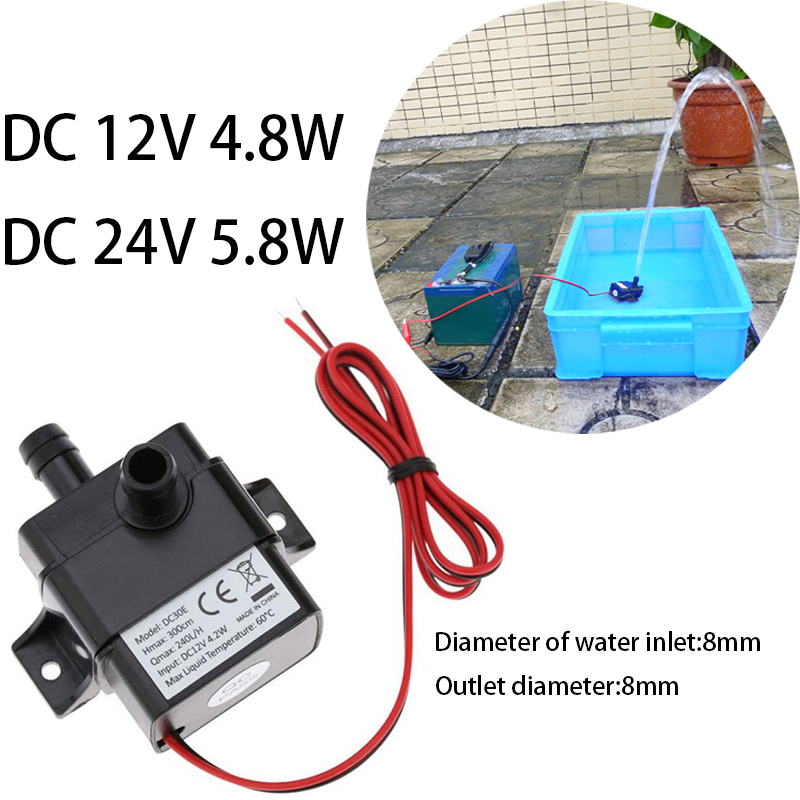4.8 ワット 5.8 ワット 240L/H サイレント水槽ポンプ DC 12 V 24 V ソーラーブラシレスモータープール循環水中ポンプウォーターポンプ