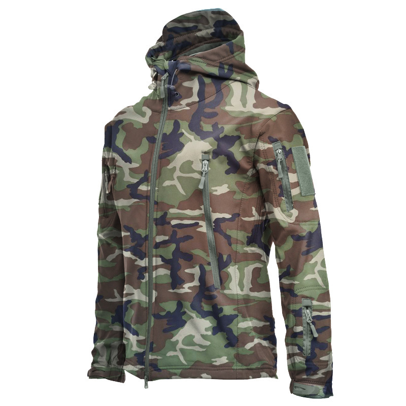 2024 新タクティカルジャケット男性戦闘ソフトシェルジャケット Techwear 防風防水通気性フリースサーマルフード付きコート