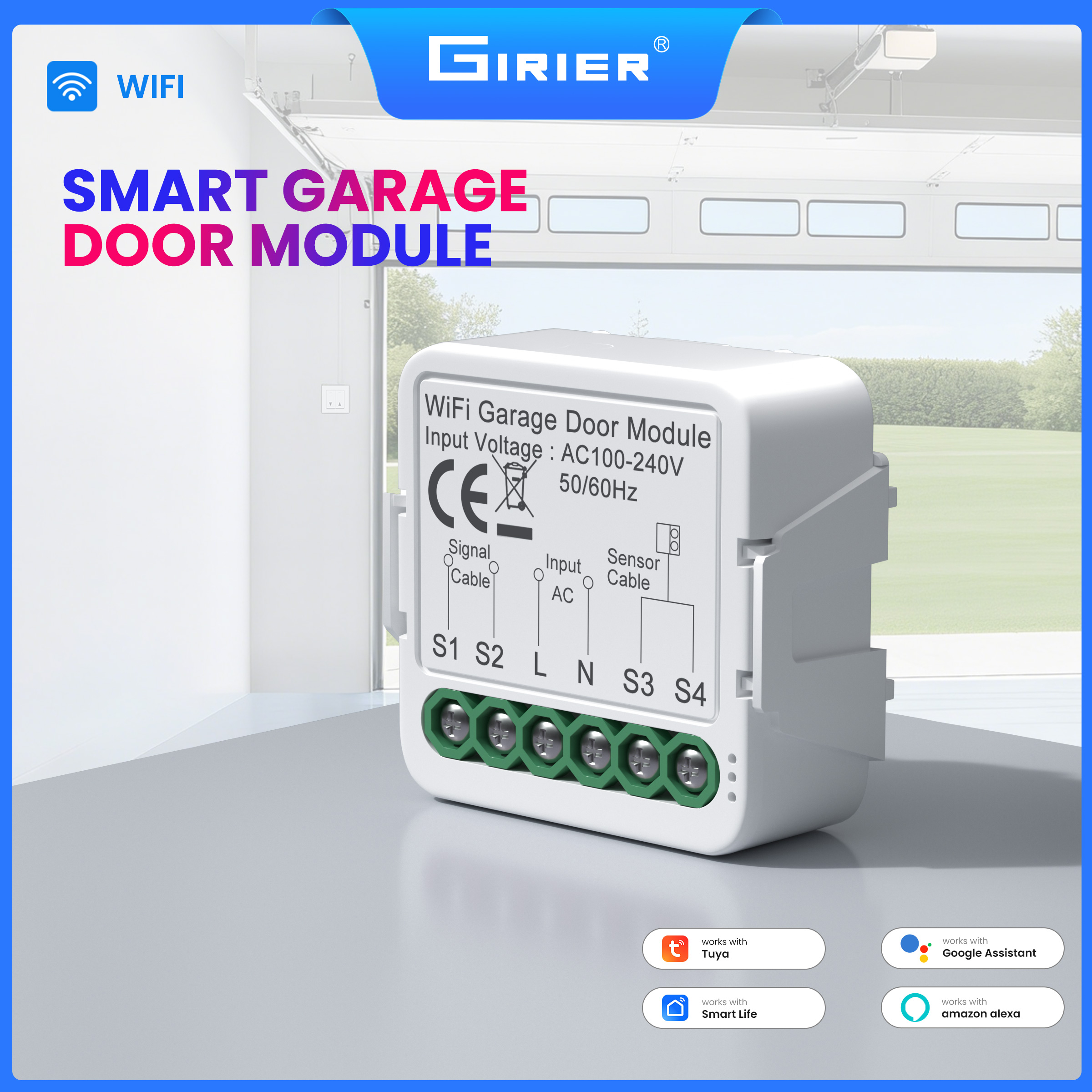 GIRIER Tuya ZigBee/WiFi スマートガレージドアオープナーコントローラーサポート APP リモートタイミング機能 Alexa Hey Google と互換性あり