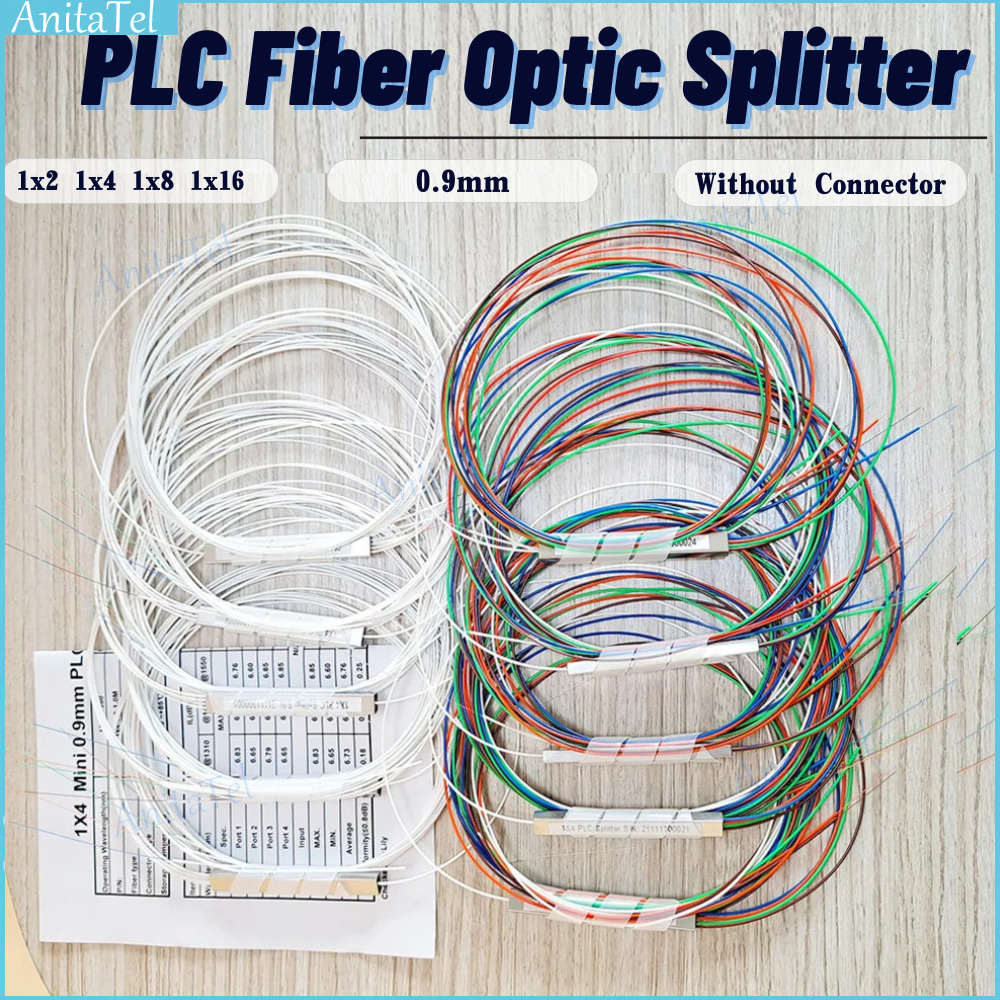 10 個 1x2 1x4 1x8 1x16 光ファイバ PLC スプリッタ、コネクタケーブルなし 0.9 ミリメートルミニブロックレス 2,4 ポートファイバ PLC スプリッタ