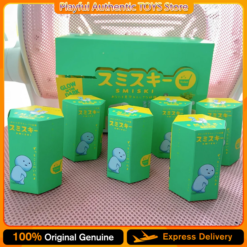 ソニーエンジェル本物の Smiski トイレシリーズミニフィギュア暗闇で光るブラインドボックスグリーン人形デスクトップ飾りサプライズギフトおもちゃ