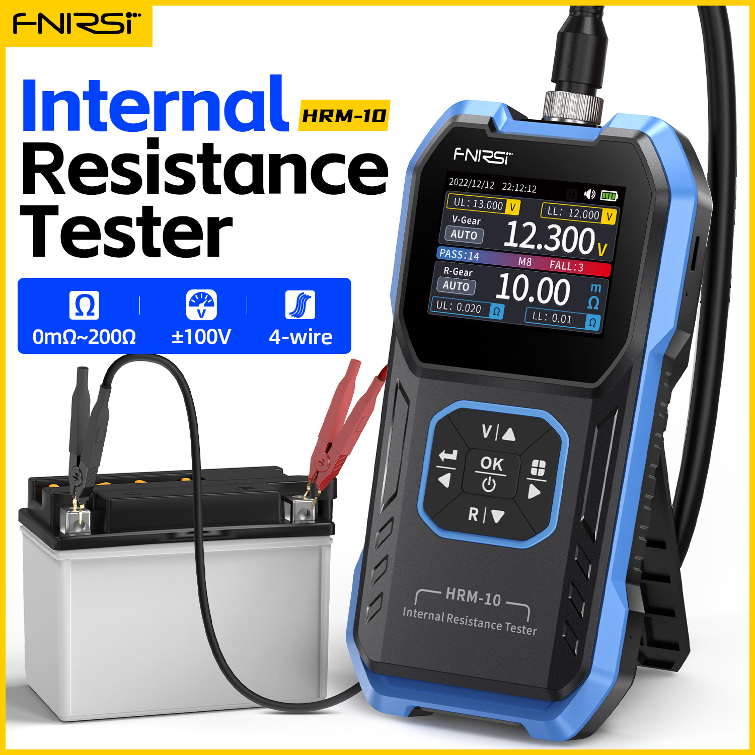 FNIRSI HRM-10 バッテリー電圧内部抵抗テスター 18650 高精度 AC 酸リチウム鉛カーバッテリーコンデンサーテスター