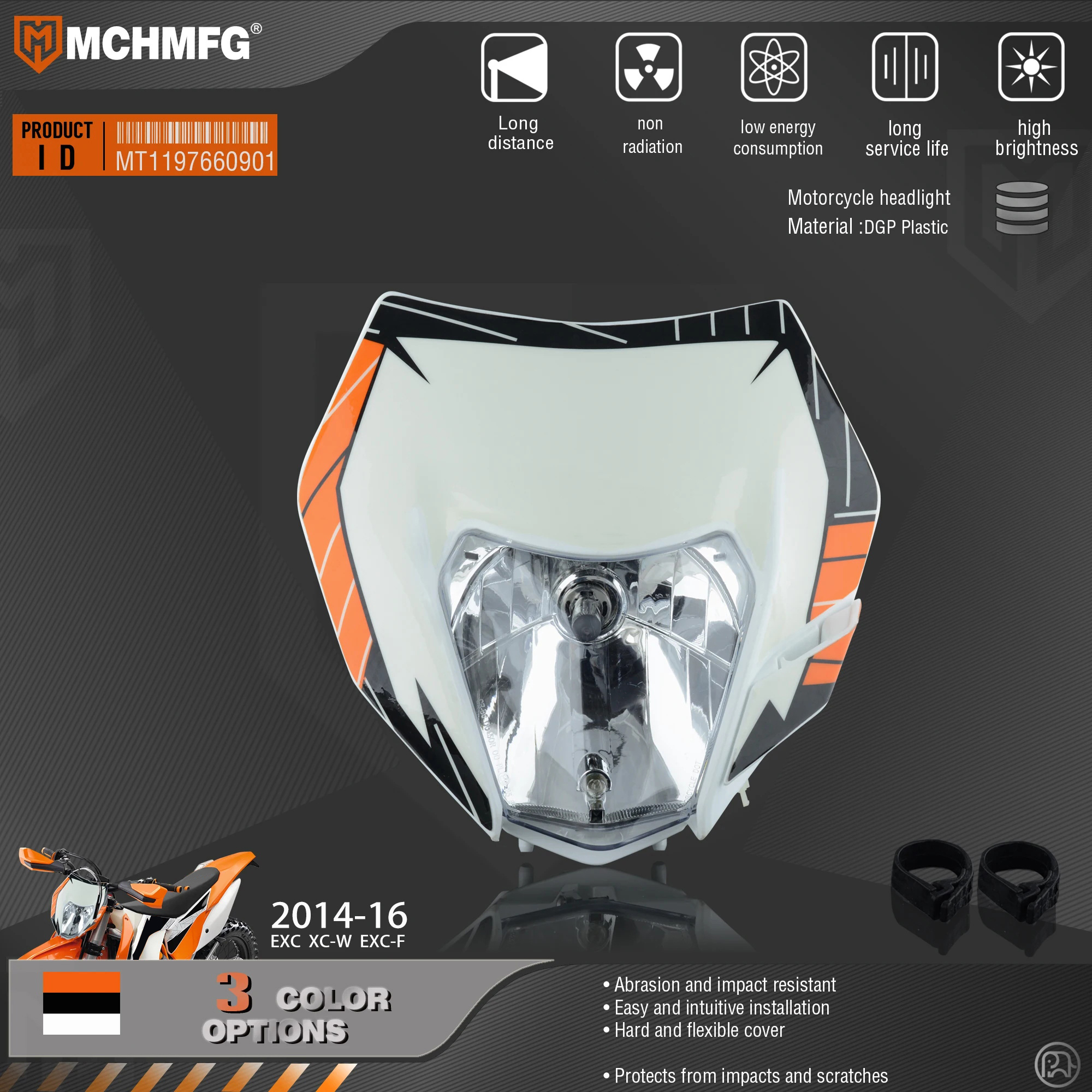 ヘッドライトヘッドランプステッカー付き KTM SX F EXC XCF SMR 2014 2015 2016 オートバイダートバイク MX エンデューロスーパーモト