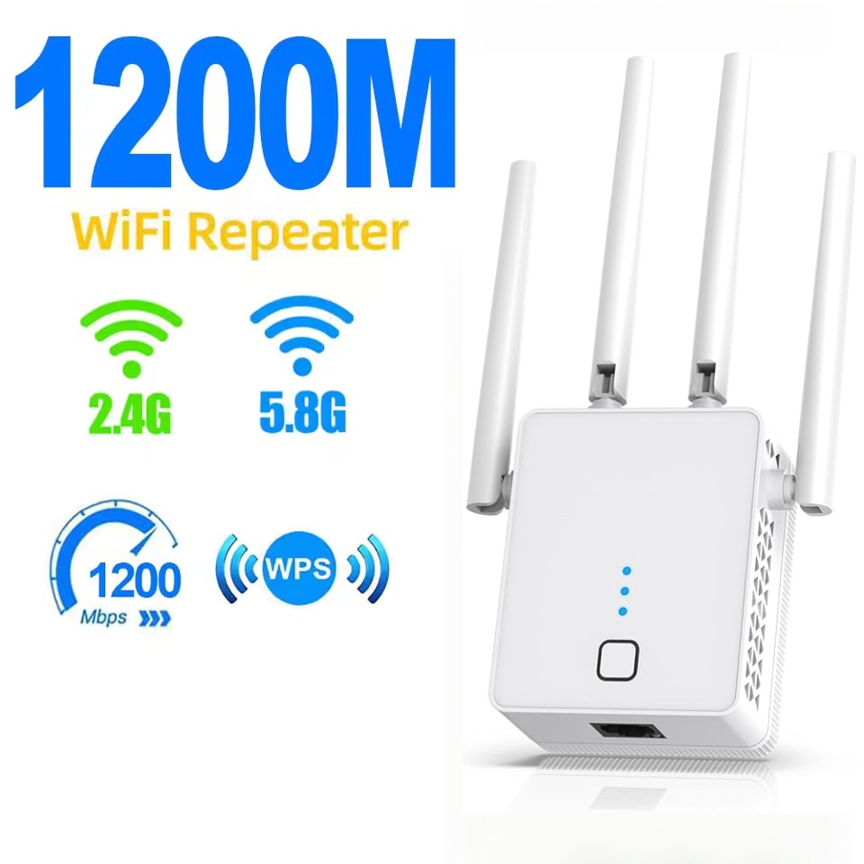 1200Mbps 2.4G/5GHz デュアルバンド WiFi リピーター ワイヤレス WiFi 信号エクステンダー アンプ ルーター 長距離ネットワーク信号ブースター