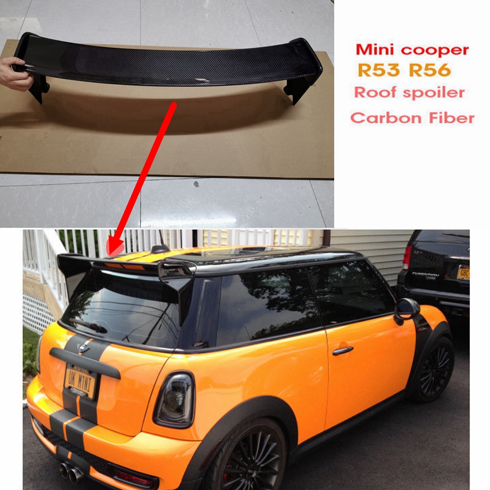 R56 R53 JCW スタイルカーボンファイバールーフスポイラーミニクーパー Ver.2.11/2.12 2001-2008 年カーアクセサリースポイラーウイング