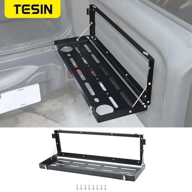TESIN 車後部ドア貨物荷物キャリアテールゲート折りたたみ棚収納取付ラックスズキジムニー 2010-2022 アクセサリー