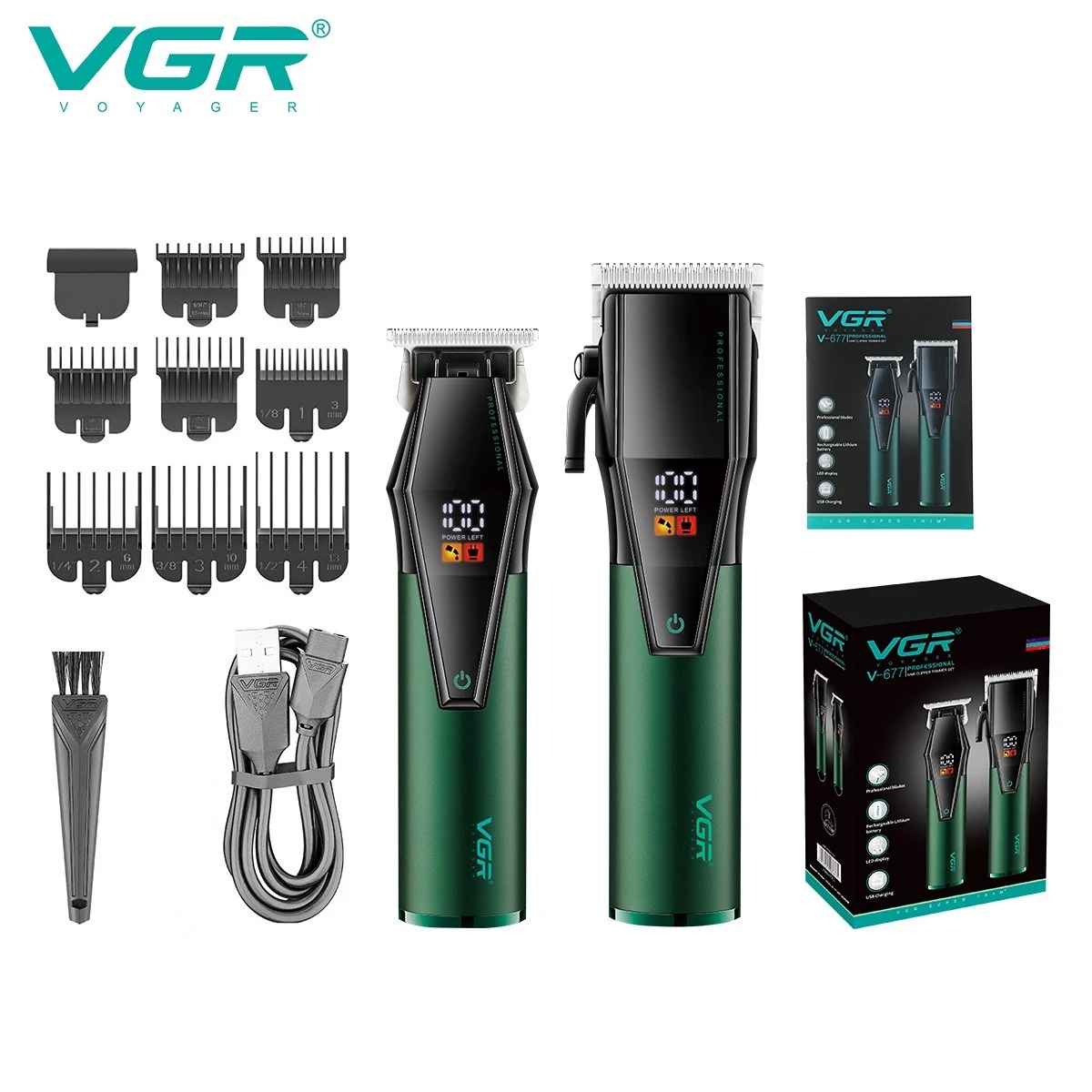 VGR ヘアトリマープロフェッショナルバリカン理容室調整可能な散髪機電動バリカン充電式トリマー男性用 V-677