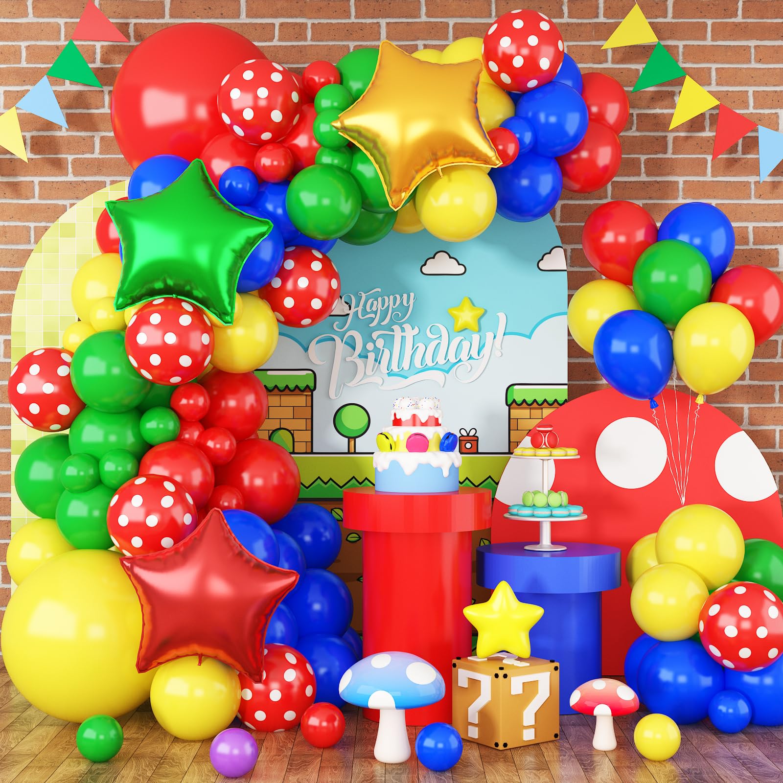 115個のマルチカラーバルーンアーチキット、学校の誕生日パーティー、ベビーシャワー、結婚式、卒業、独身パーティー、クリスマスデコレーション用