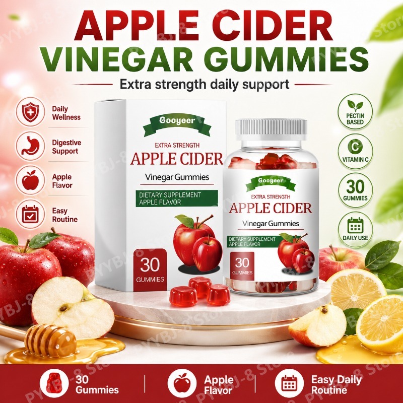 Googeer アップルサイダービネガー グミ エクストラストレングス 30 CT ルテイン ビタミン C クエン酸 クエン酸ナトリウム ペクチン 大人用