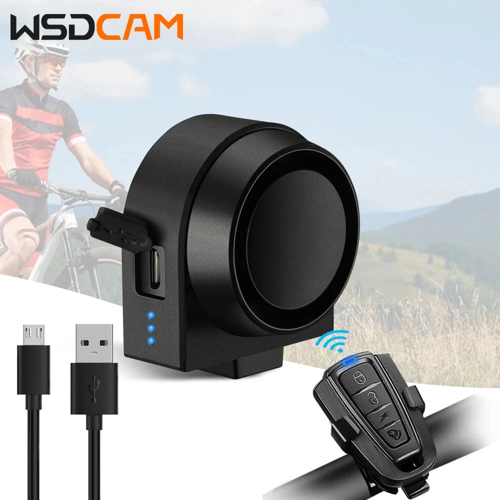 WSDCAM 自転車警報振動警報防水 USB 充電リモコン 110 dB バイクオートバイ警報セキュリティ保護