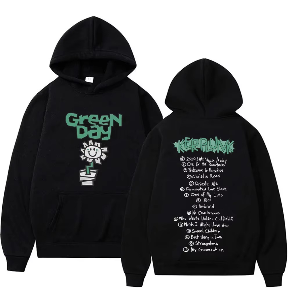 パンクバンドグリーンデイ Kerplunk グラフィックパーカー男性ヴィンテージカジュアルフリーストレーナー男性女性ゴシックロックレトロ特大パーカー