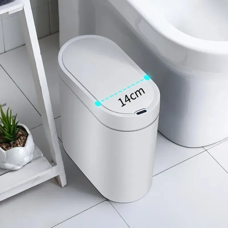 7L 自動バスルームゴミ箱 蓋付き、タッチレス小型ゴミ箱、モーションセンサー防水ゴミ箱 キッチン、寝室用