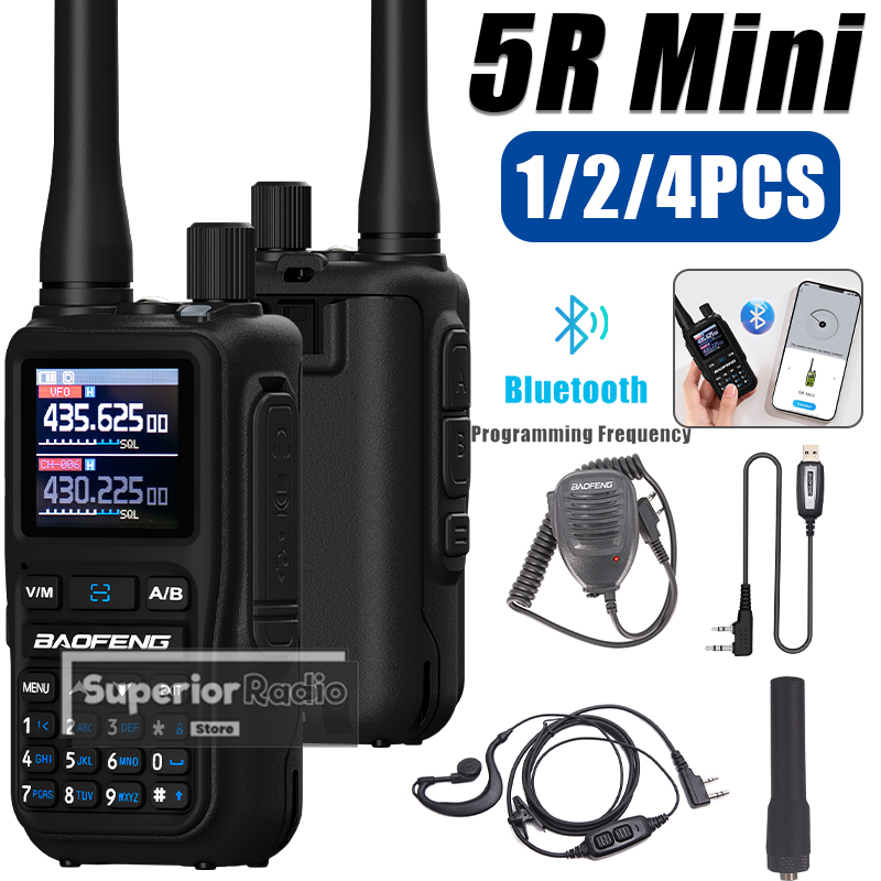 1/2/4 個 Baofeng UV-5R ミニ双方向ラジオ Bluetooth プログラミングマルチバンド高速コピー周波数デュアル PTT Type-C 999CH 黒色