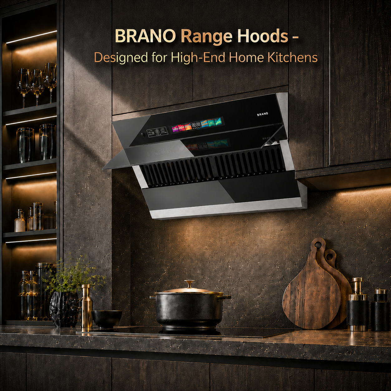 Brano 36 インチ 900 CFM アンダーキャビネットレンジフード 音声、ジェスチャー、タッチコントロール、LED ライト付き、ステンレススチール