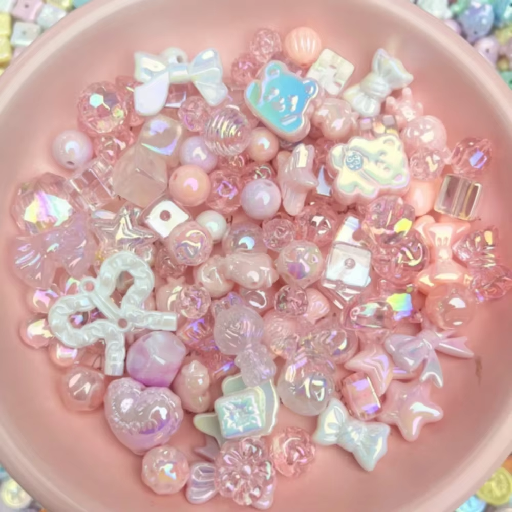 20 グラム Y2K ランダム混合ちょう結びフラワーハートアクリルかわいいビーズ DIY ネックレスキーホルダーブレスレットジュエリークラフト作成アクセサリー