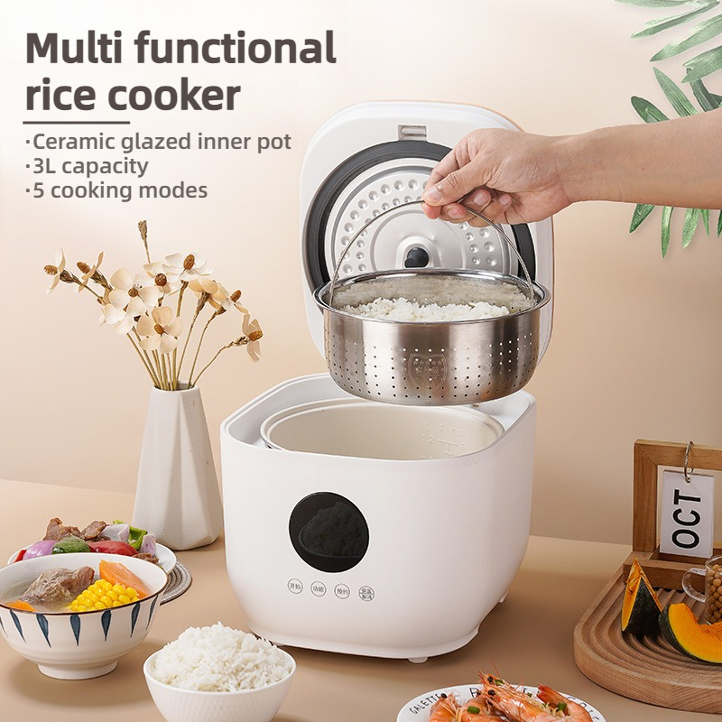 ホームインテリジェント断熱時限低糖炊飯器、多機能 3L セラミック釉内釜ノンスティック炊飯器