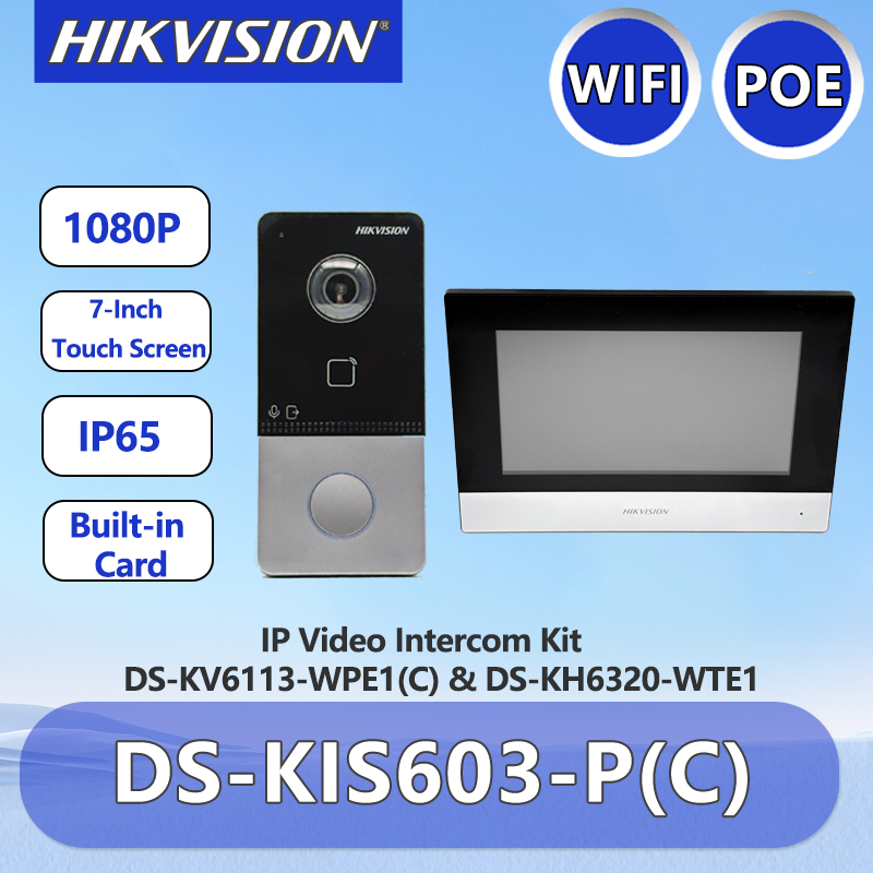 Hikvision ビデオ インターホン キット DS-KIS603-P(C) POE ドアベル ドア ステーション WIFI 7 インチ モニター DS-KV6113-WPE1(C) DS-KH6320-WTE1 ホーム