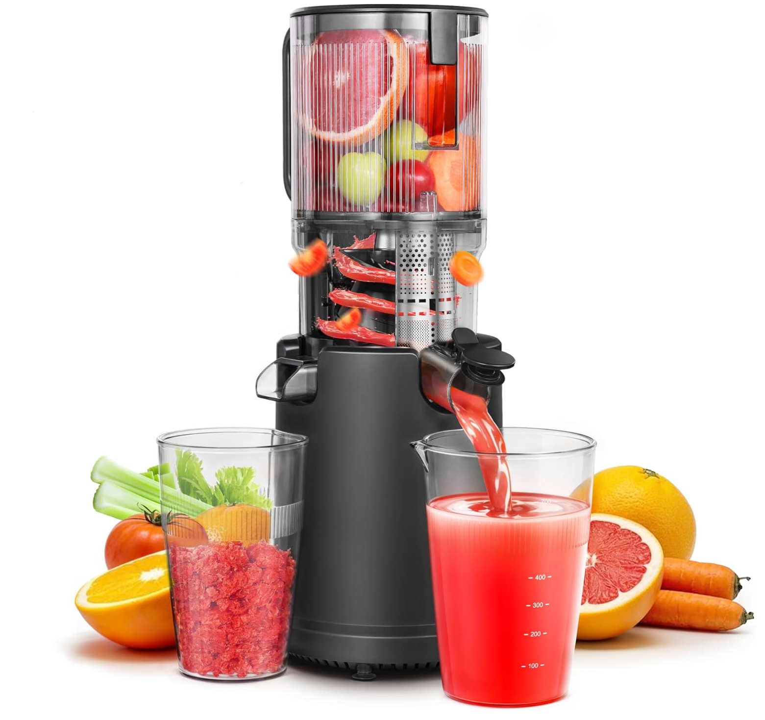 スタイリッシュなスパイラルスロージューサー咀嚼ジューサーコールドプレスジュース抽出器自動果肉排出果物野菜ジューサー
