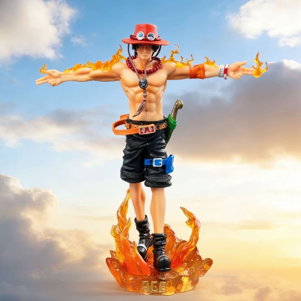 28 センチメートルワンピースエースアニメフィギュアポートガス D エースフィギュアアクションフィギュア Gk 置物 Pvc ライト像モデルクリスマスおもちゃギフト