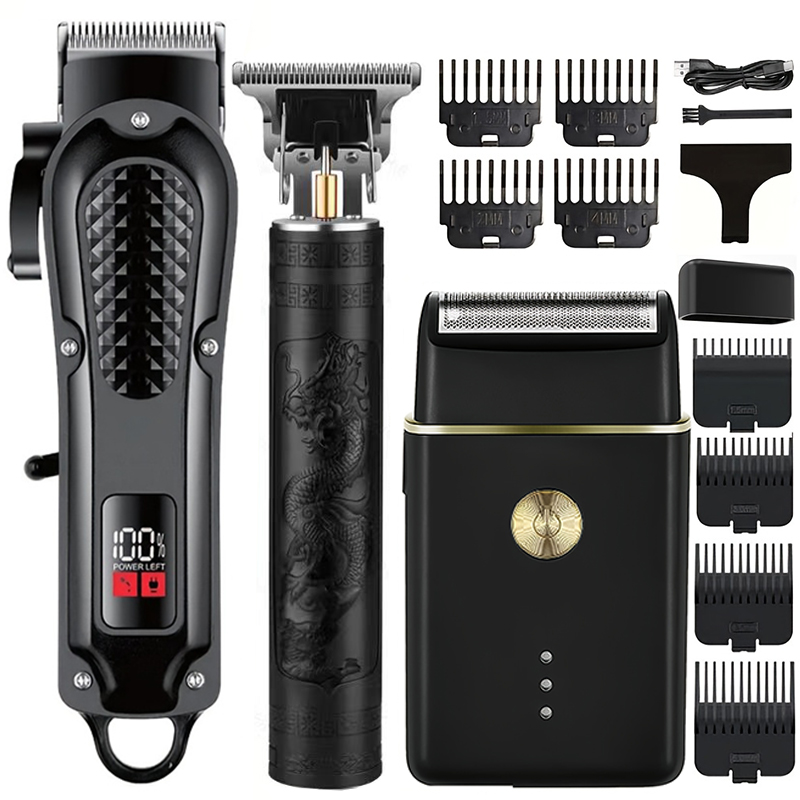 プロの電気バリカン、充電式ヘアトリマー、ひげトリマー、メンズシェーバー、GW-9775、RQ-8018、T9、キット1、キット2、キット3