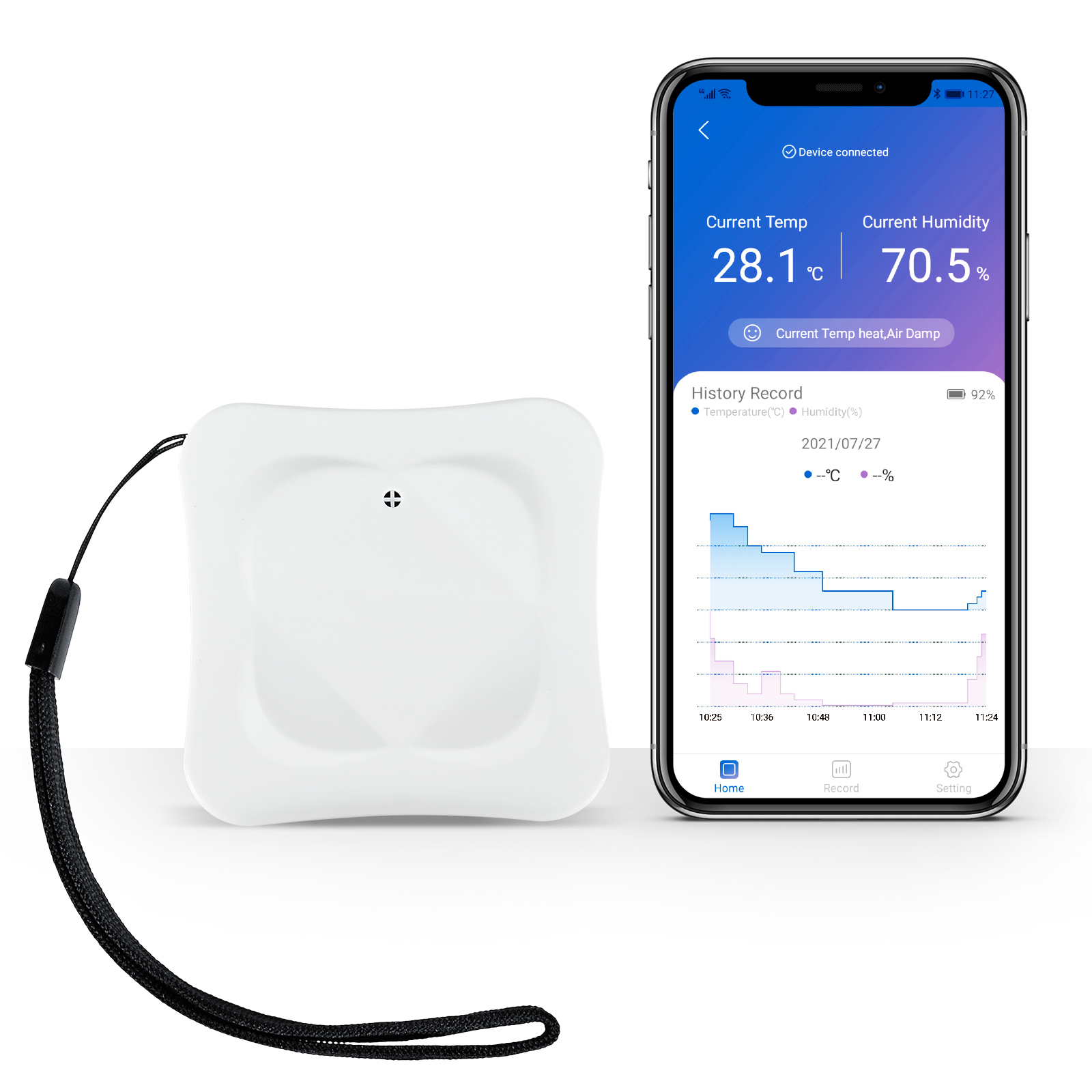 BTMETER 930A スマート湿度計温度計、Bluetooth ワイヤレス室温湿度センサー、アプリ付き、365 日のデータ記録