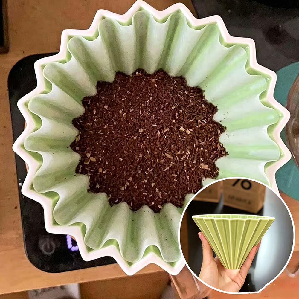 3 ピース/セットセラミックコーヒードリッパー注ぐコーヒーメーカー手作り折り紙コーヒーフィルターカップ花の形漏斗ドリップカフェケーキカップ