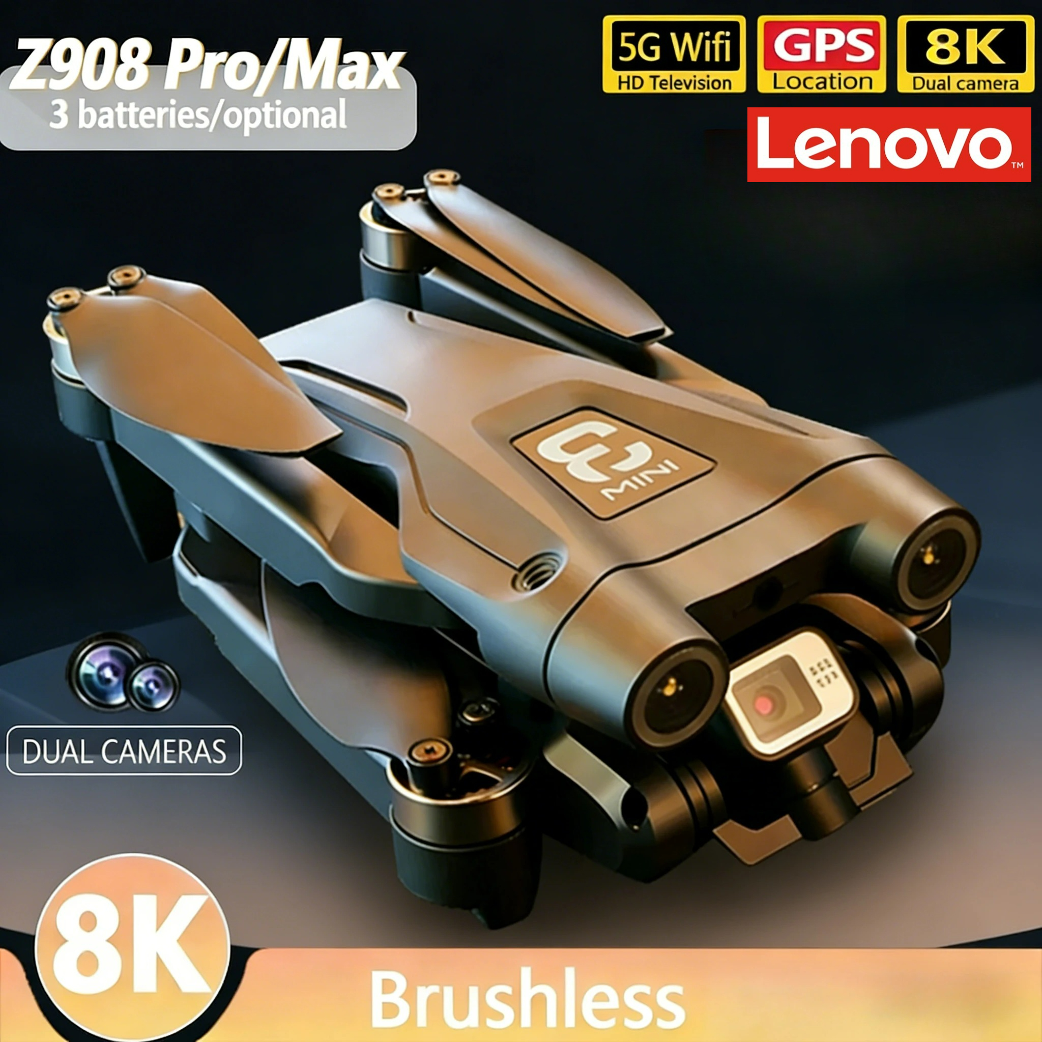 レノボ Z908 プロマックスドローン 4K プロフェッショナル HD デュアルカメラ Dron ブラシレスモーター 5G WIFI FPV RC Quadcopter ヘリコプターおもちゃ