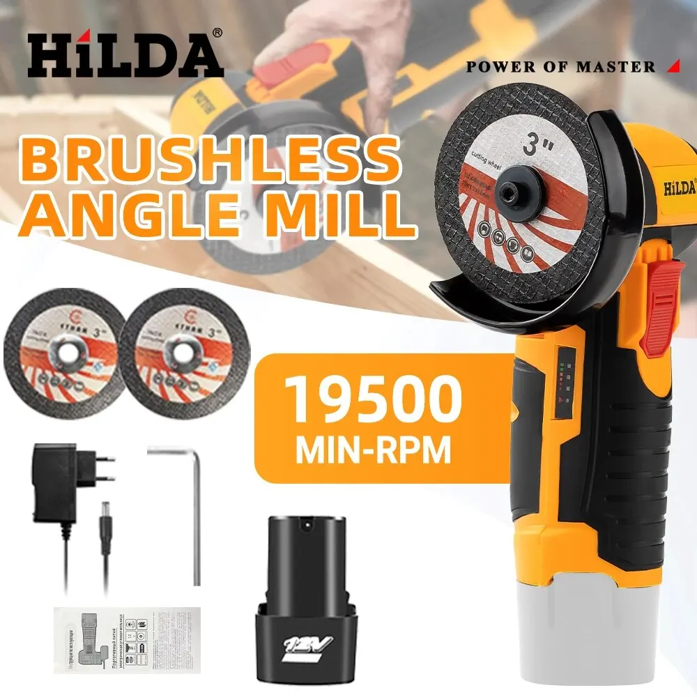 HILDA 12V 電気アングルグラインダーマイクロリチウムイオンブラシレス研磨ダイヤモンド切断および研削盤