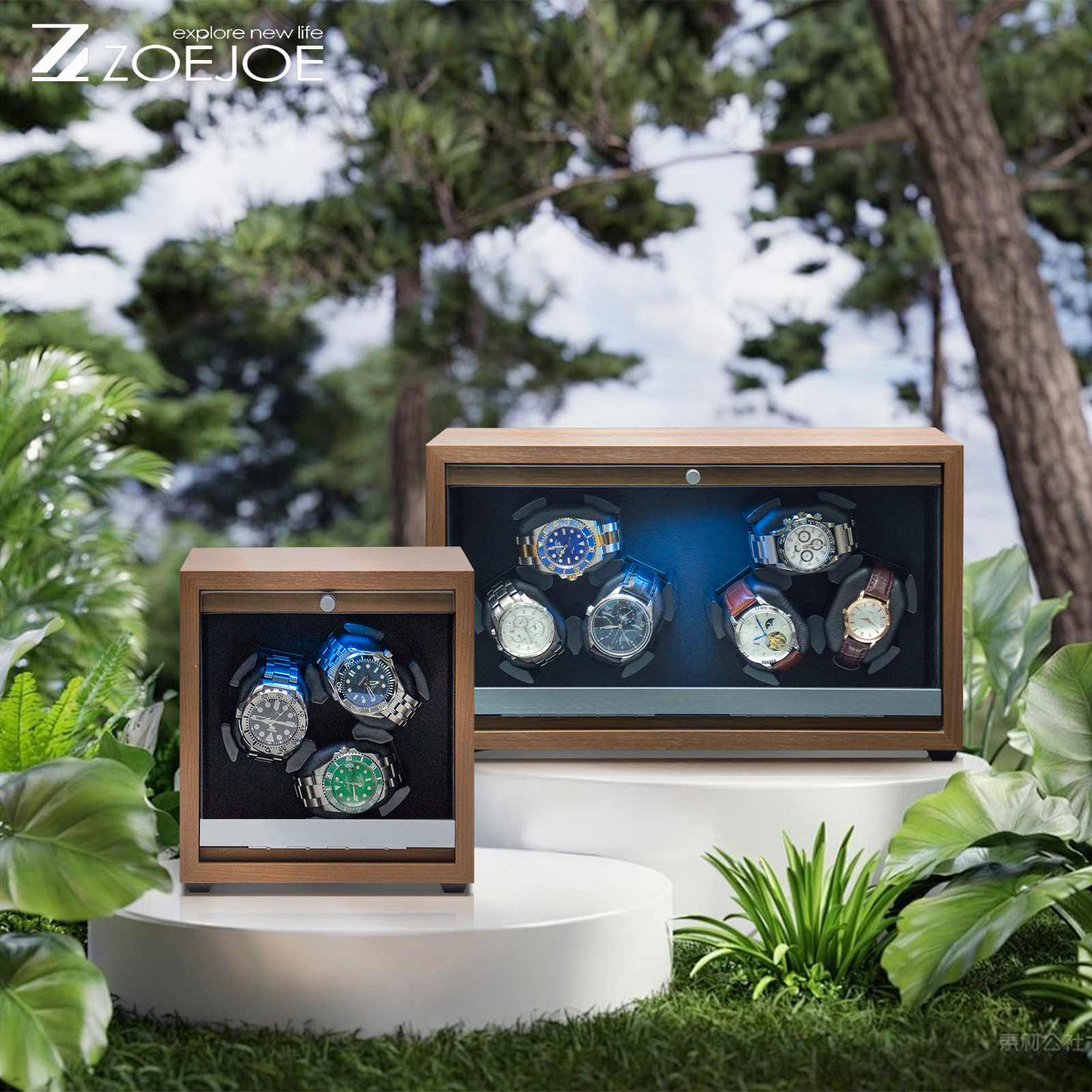 ZOEJOE 3 スロット 6 スロット自動ウォッチワインダー USB ケーブル低ノイズ時計収納ボックスライト付き友人への誕生日プレゼント