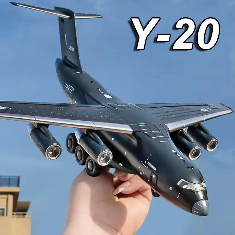 1:180 Y-20 輸送航空機合金ダイキャストモデルおもちゃの車サウンドライト付きプルバックドアオープン車両男の子の誕生日プレゼント用