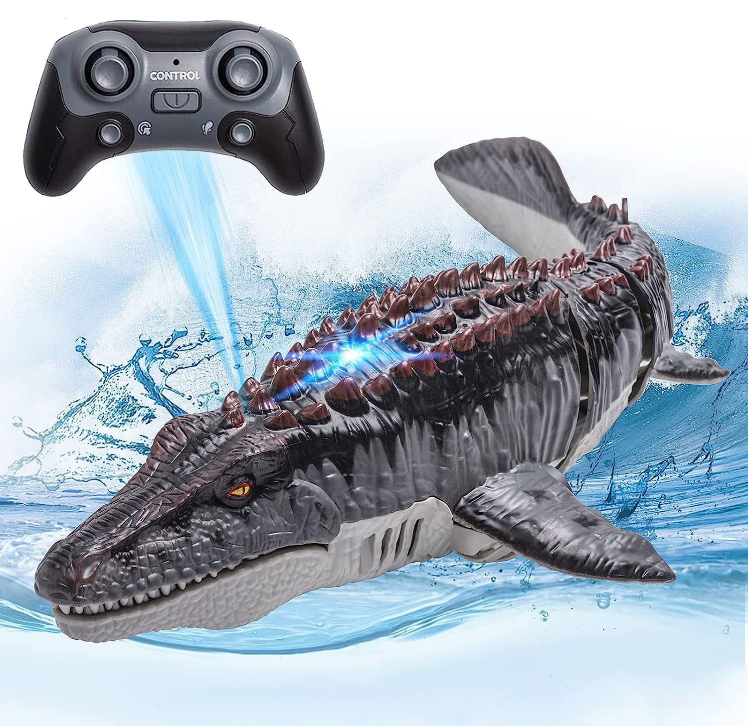 RC モササウルス恐竜ボートおもちゃ 2.4GHz リモコン電気水動物船子供のための屋外プール夏の男の子の誕生日ギフト
