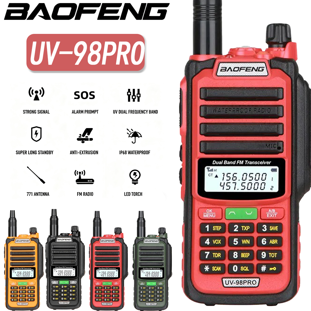Baofeng UV-98 PRO トランシーバー長距離 10 ワットハイパワー IP68 防水双方向ラジオデュアルバンド FM ポータブル狩猟ラジオ