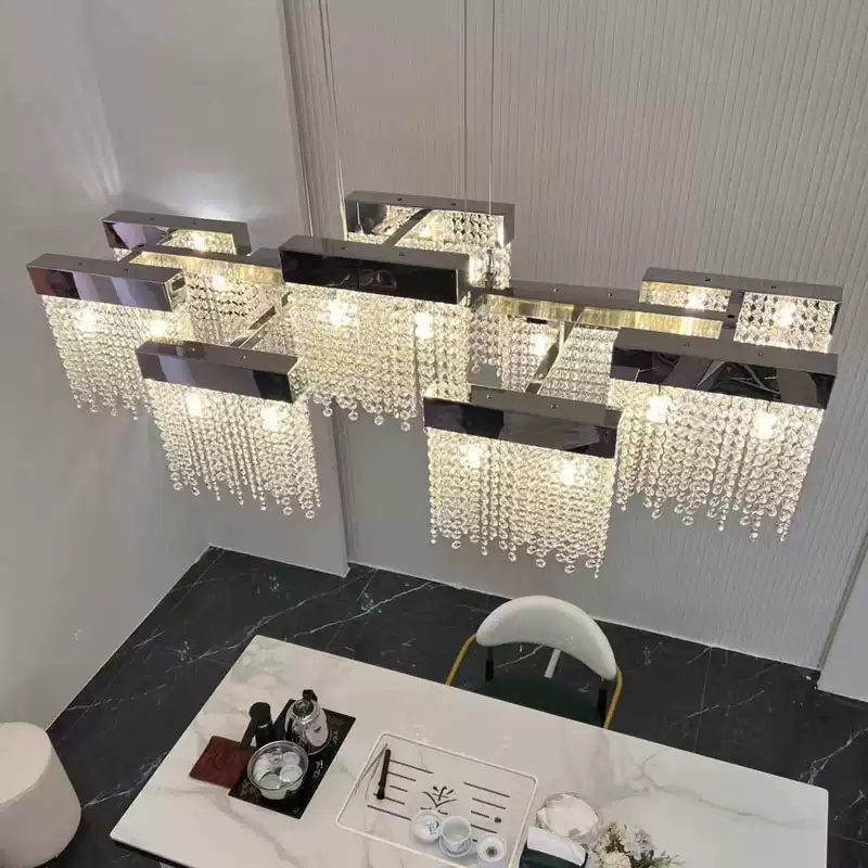 新しいクリスタルシャンデリア高級アイランド器具リビングルームダイニングルームライト現代ヴィラプロファイルアートシャンデリア