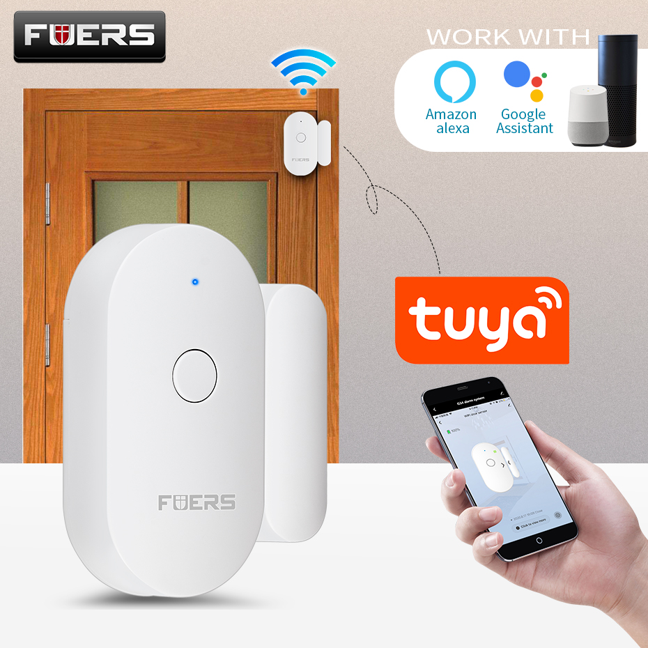 Fuers Tuya スマートホーム WiFi ドアセンサードアオープン検出器セキュリティ保護警報システムホームセキュリティ警報セキュリティ警報
