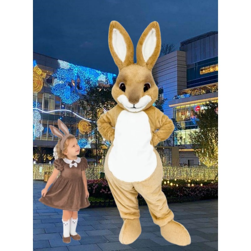 豪華な茶色のウサギのマスコット衣装漫画のキャラクターイースターバニーウォーキング人形の服ハロウィンクリスマスパーティー用