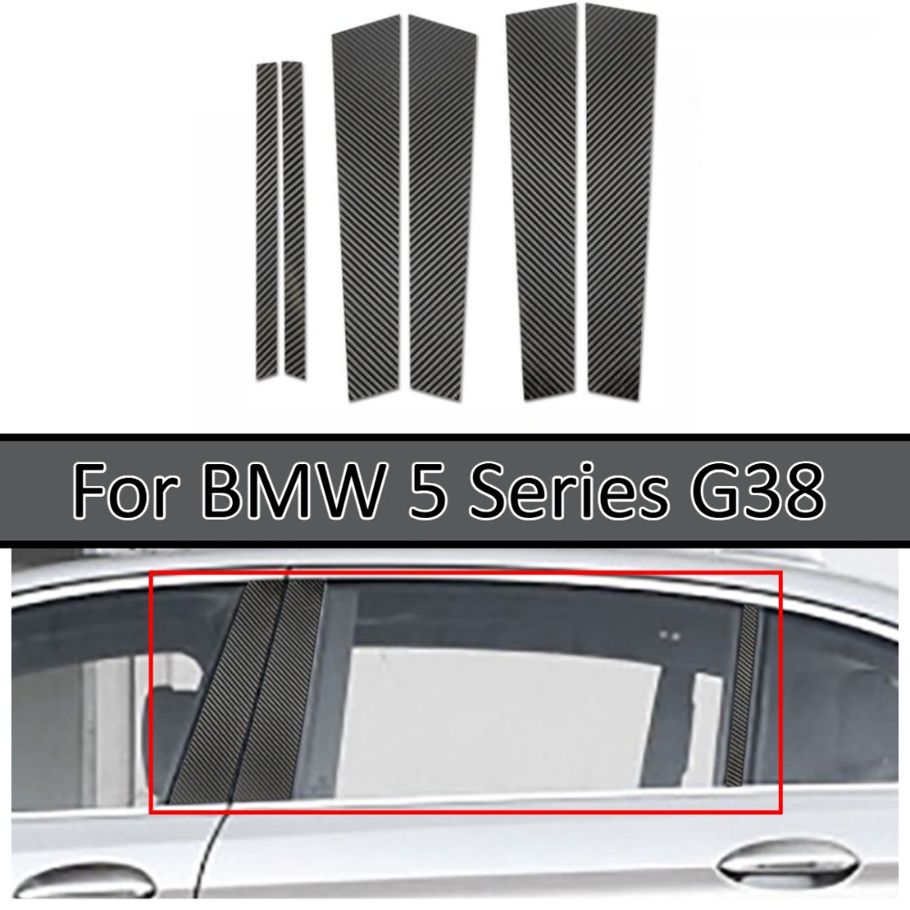 リアルカーボンファイバー B ピラートリムステッカーパネル Bmw 5 シリーズ G38 2018 ロングホイールベース車外装スタイリングアクセサリーキットセット