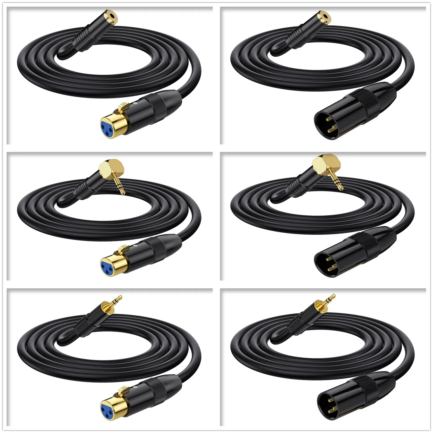 3.5mm - XLR ケーブル、アンバランス 1/8 インチ ジャック TRS ステレオ オス - XLR オス マイク オーディオ ケーブル 直角ジャック メス - XLR
