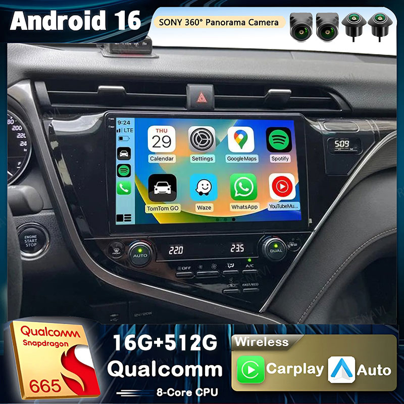 アンドロイド 16 クアルコムトヨタカムリ 8​​ XV 70 2017 - 2020 Carplay カーラジオマルチメディアビデオプレーヤーナビゲーション GPS ステレオ 2Din BT