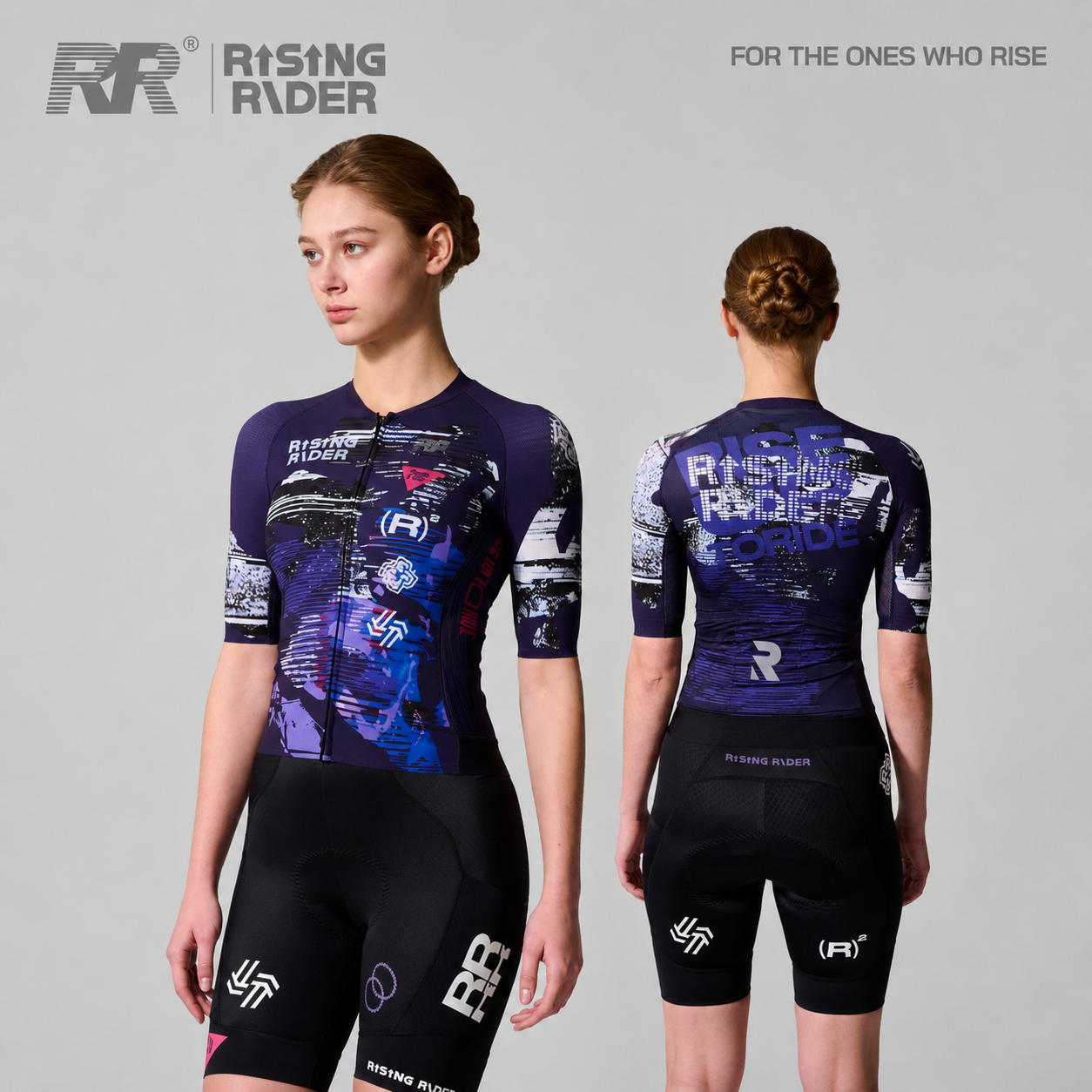 RR 春夏新作女性サイクリングスーツロードバイクレーシングジャージビブショーツセット星間プリントシリーズ