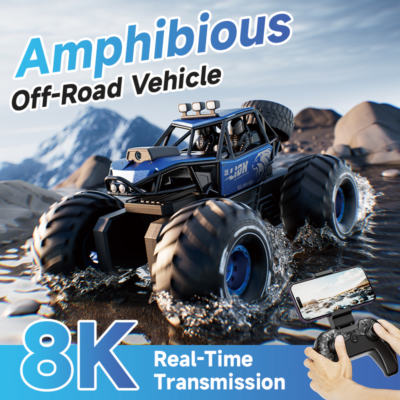 ジェスチャーコントロール RC クローラー: HD カメラ付き水陸両用 4WD、IPX7 防水、50 分間の全地形ドリフトに対応