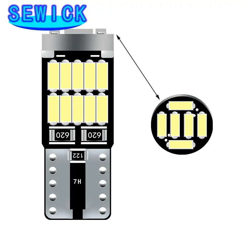 100 個 T10 W5W 194 501 LED Canbus エラーなし車内ライト T10 26SMD 4014 チップ白計器クリアランスライト電球ランプ