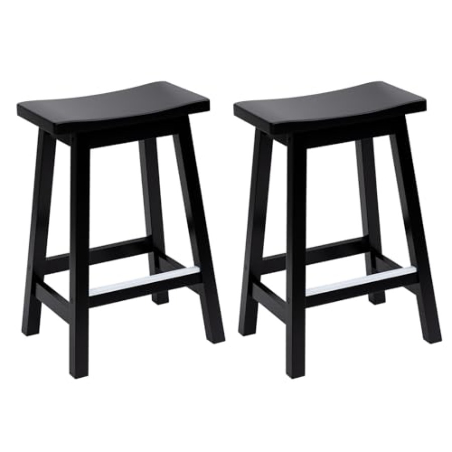 バースツール 2 個セット、木製サドルスツール ch Heigh、フットレスト付きバーチェアシート、工業用、R 用キッチンカウンタースツール