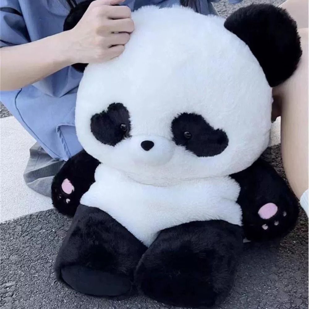 かわいい毛皮のようなパンダのバックパックイン調節可能なパンダ人形バッグソフトトラベルバッグ女の子の誕生日プレゼント